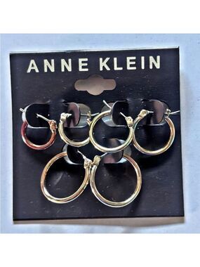 Anne Klein Gold and Silver Hoop Earrings Set NWT